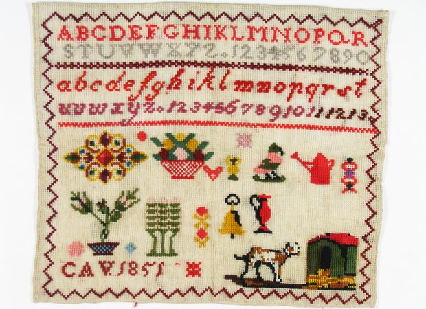 Collectie Huis Van Gijn - Merklap gemaakt door Cornelia Vriesendorp, de latere vrouw van Simon van Gijn. - 1851