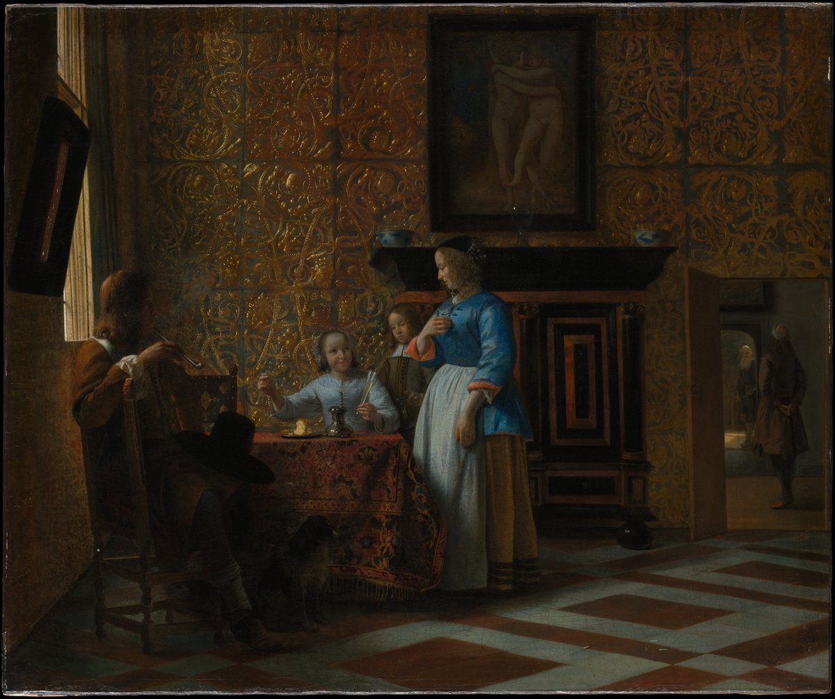 Zeventiende-eeuws interieur met goudleerbehang, Pieter de Hooch. - ca. 1665 Zeventiende-eeuws interieur met goudleerbehang, Pieter de Hooch. - ca. 1665