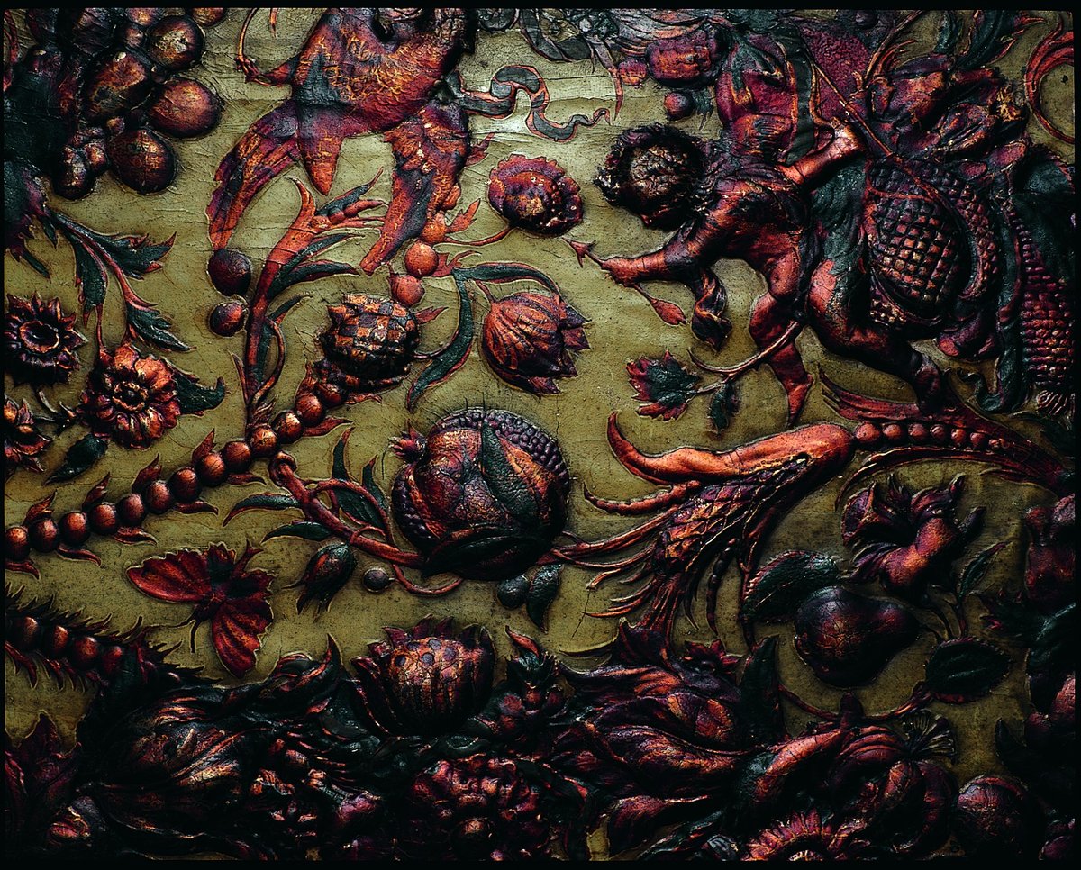 Detail van het goudleerpatroon - ca. 1686 Detail van het goudleerpatroon - ca. 1686