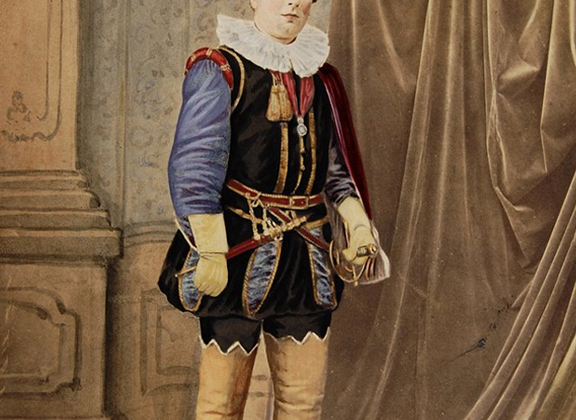 Ingekleurde foto van Simon van Gijn in zijn maskeradekostuum - 1860