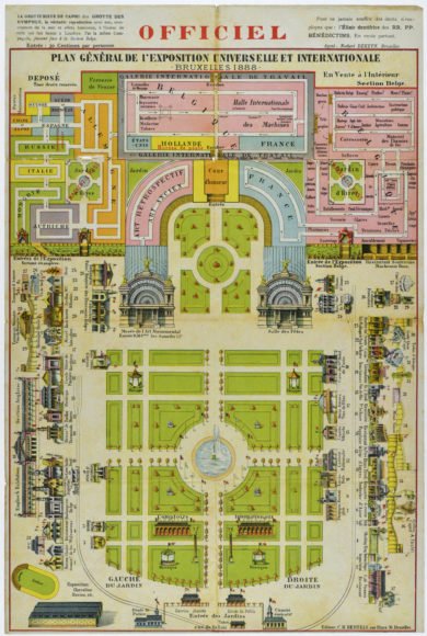 Plattegrond van de Wereldtentoonstelling te Brussel.